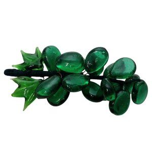 Vintage MCM Hand Blown Art Glass Emerald Green 16 Grape Cluster 4 x 2 Decor